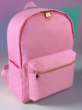 Pink Backpack | Nylon School Bag | Preppy Girls Backpack